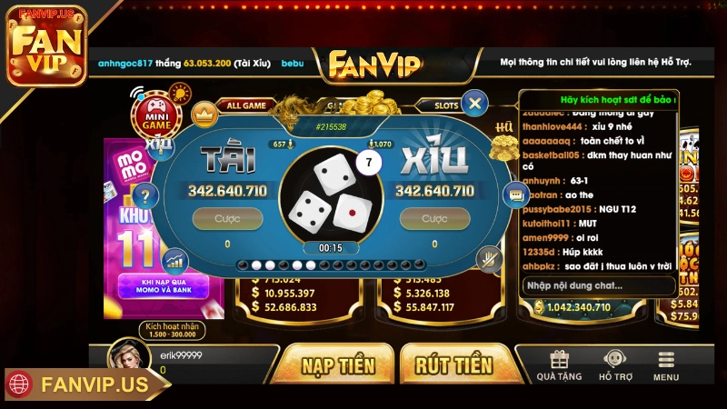các cửa cược tài xỉu fanvip