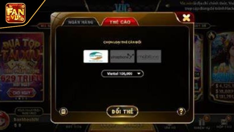 nạp tiền fanvip qua thẻ cào điện thoại